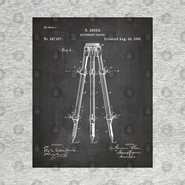 Surveyor Tripod Patent - Land Surveying Geology Geography Art - Black Chalkboard by patentpress